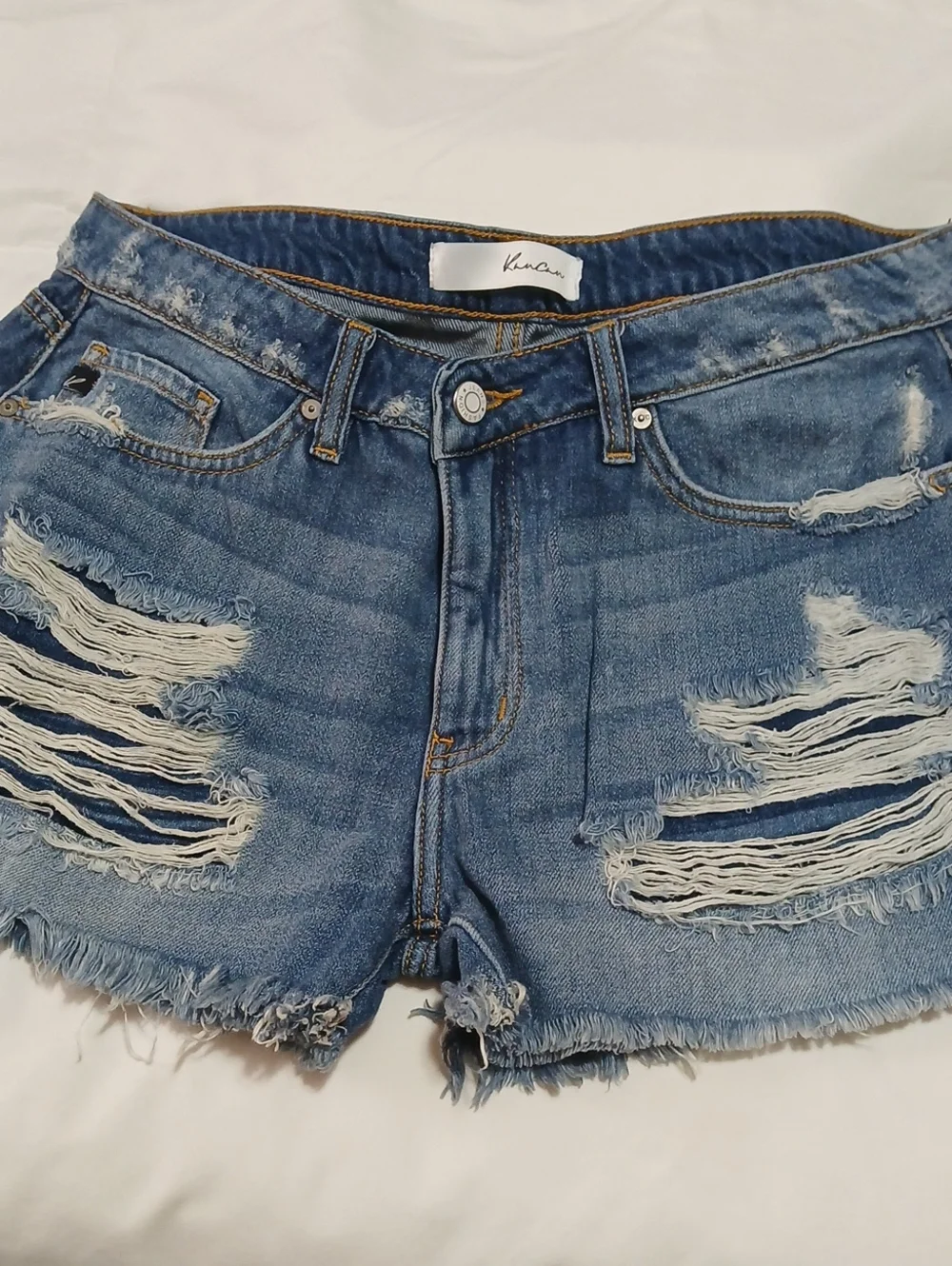 KanKan Denim Distressed Shorts